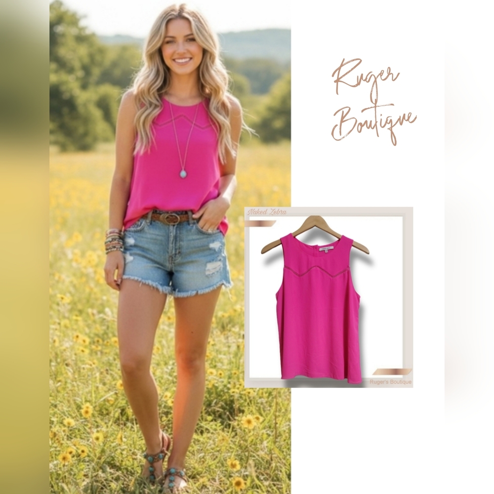🌿Naked Zebra Women's Medium Pink Sleeveless Top